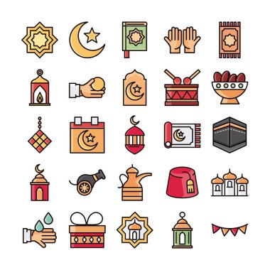 Bayram Mübarek İslam dini kutlamaları geleneksel simgeler düz stil simgesi
