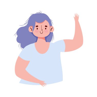 Genç kadın karikatür avatarı ikon tasarımını izole etti