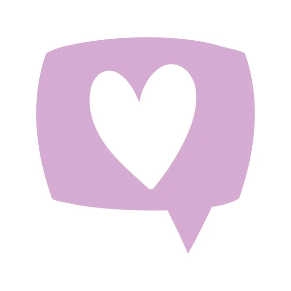 Fala bolha amor coração romântico mensagem isolado ícone design — Vetor de Stock