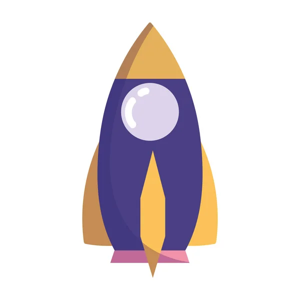 Foguete nave espacial desenho animado brinquedo design ícone isolado — Vetor de Stock