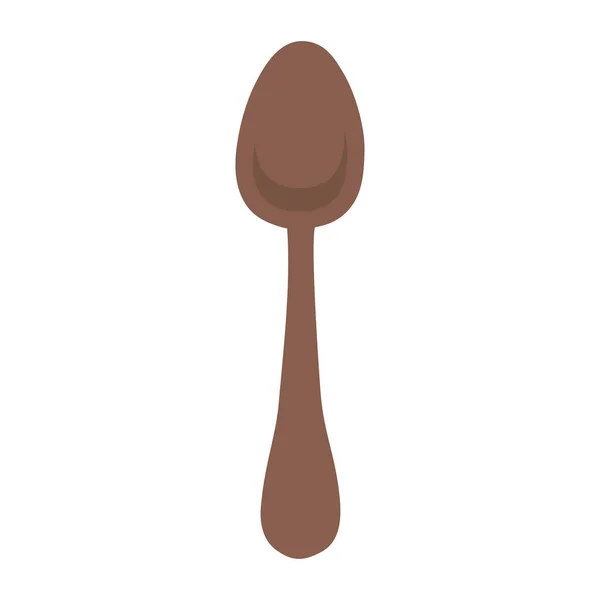Cucchiaio marrone utensile da cucina isolato icona sfondo bianco — Vettoriale Stock