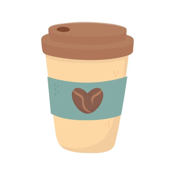 Taza de café para llevar desechable aislado icono de fondo blanco — Vector de stock
