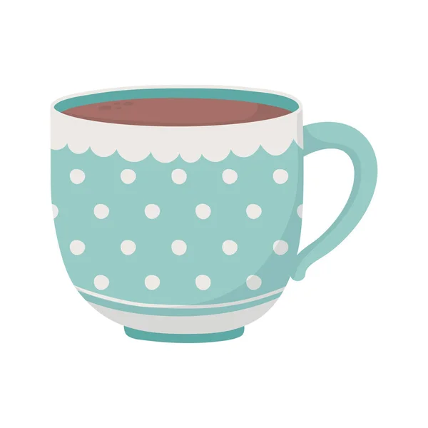 Tasse de café en pointillés icône isolée fond blanc — Image vectorielle