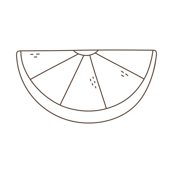 Corte limón fruta aislado icono blanco fondo lineal diseño — Vector de stock