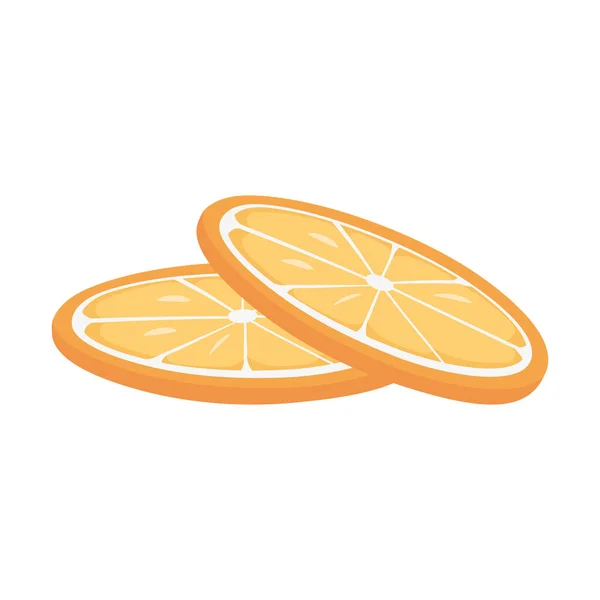 In Scheiben geschnittene Orangen Obst isoliert Symbol weißen Hintergrund — Stockvektor