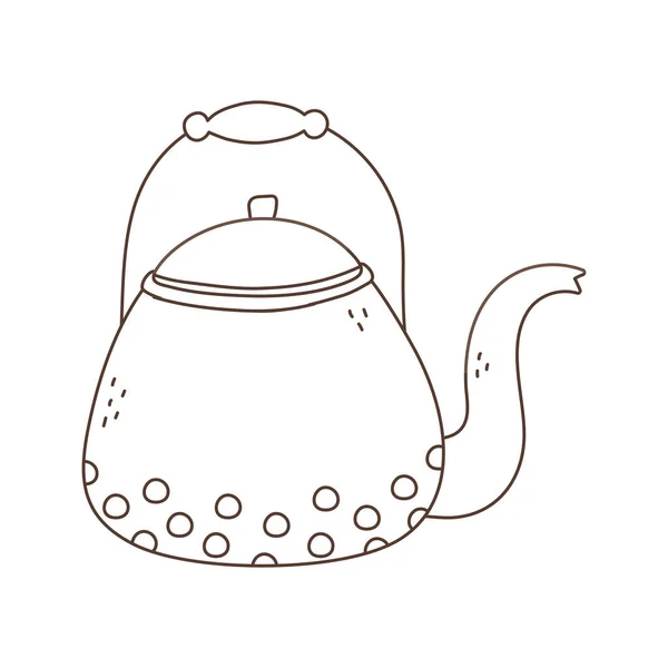 Cafetera café o té aislado icono fondo blanco diseño lineal — Vector de stock