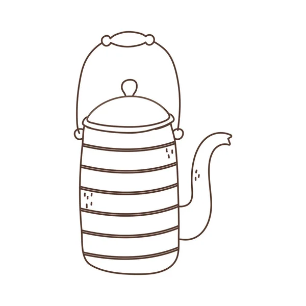 Bouilloire café ou thé icône isolée fond blanc design linéaire — Image vectorielle