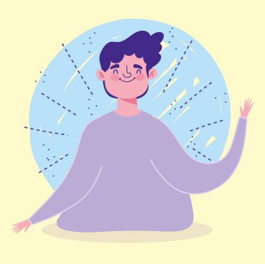 Genç adam portresi çizgi film karakteri erkek tasarımı