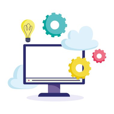 Çevrimiçi eğitim, bilgisayar monitörü fikir vites sınıfı dersi