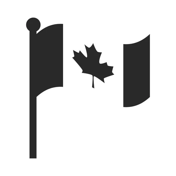 Día de Canadá, bandera canadiense en el símbolo patriótico polo silueta icono de estilo — Vector de stock