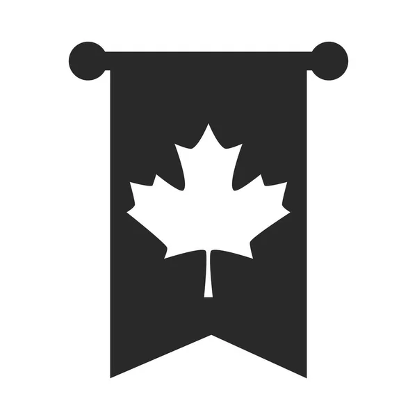 Día de Canadá, colgante hoja de arce silueta de independencia nacional icono de estilo — Vector de stock