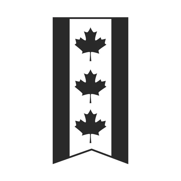 Giorno del canada, bandiera canadese stagnante decorazione emblema icona stile silhouette — Vettoriale Stock