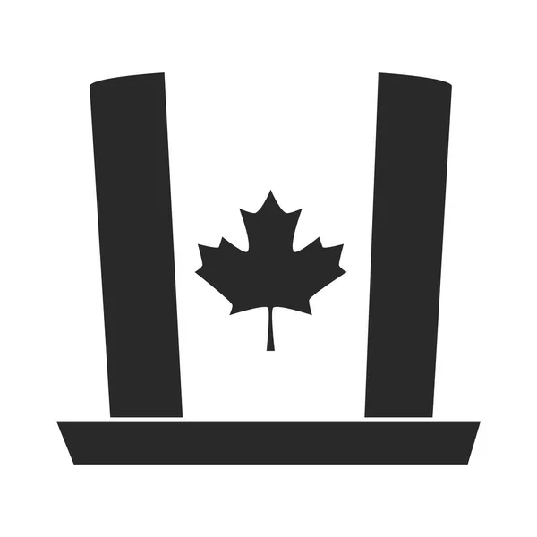Día de Canadá, bandera canadiense sombrero de copa silueta nacional icono de estilo — Vector de stock