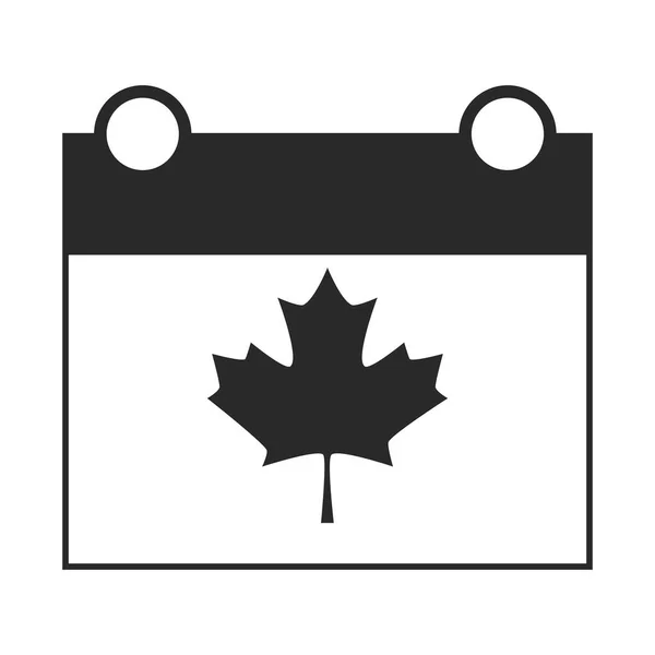 Día canada, calendario de independencia fecha arce hoja signo silueta estilo icono — Vector de stock