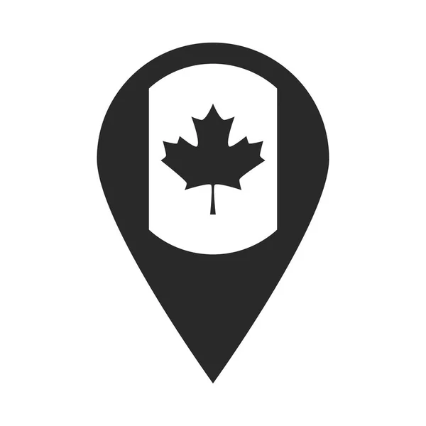 Canada day, bandera canadiense en el icono de estilo de silueta de pin de navegación — Vector de stock