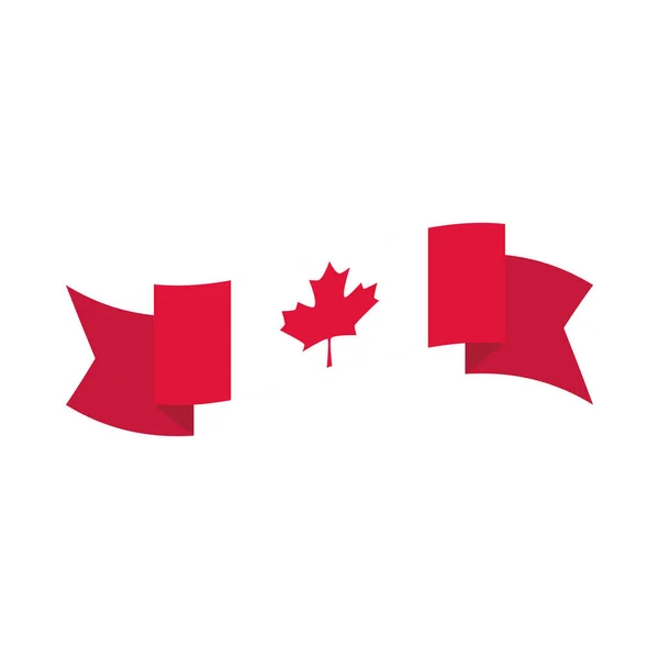 Canada day, canadian flag ribbon decoration traditional celebration flat style icon — Stock Vector