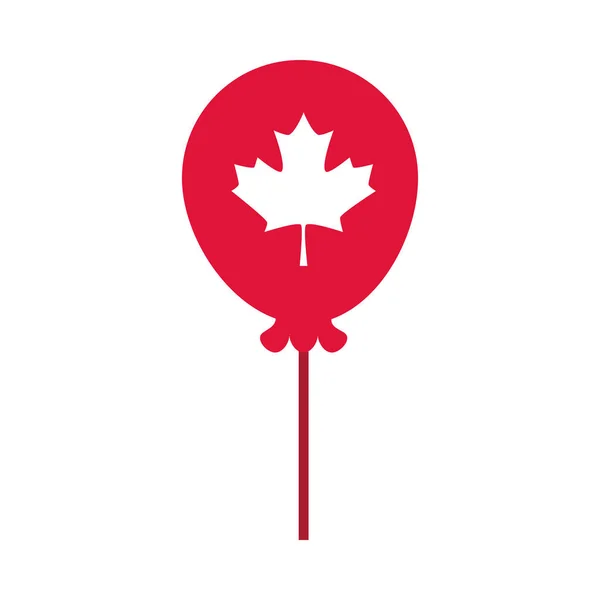 День Канады, воздушный шар с кленовым листом икона в плоском стиле — стоковый вектор