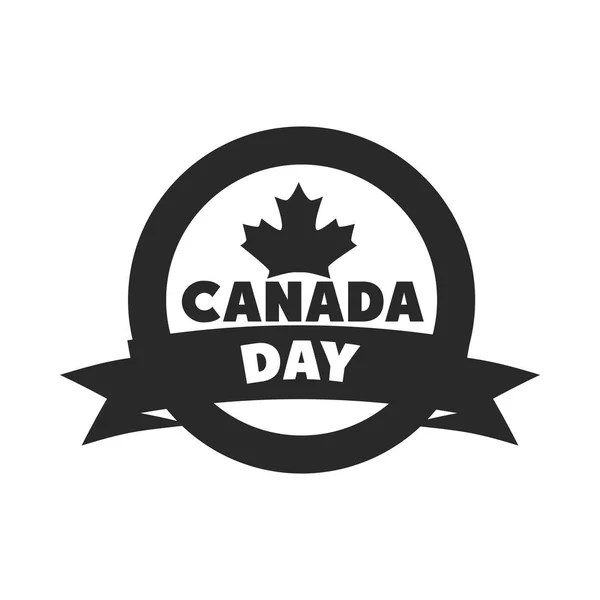 ( 영어 ) canada day, maple leaf banner insignia silhouette style icon — 스톡 벡터