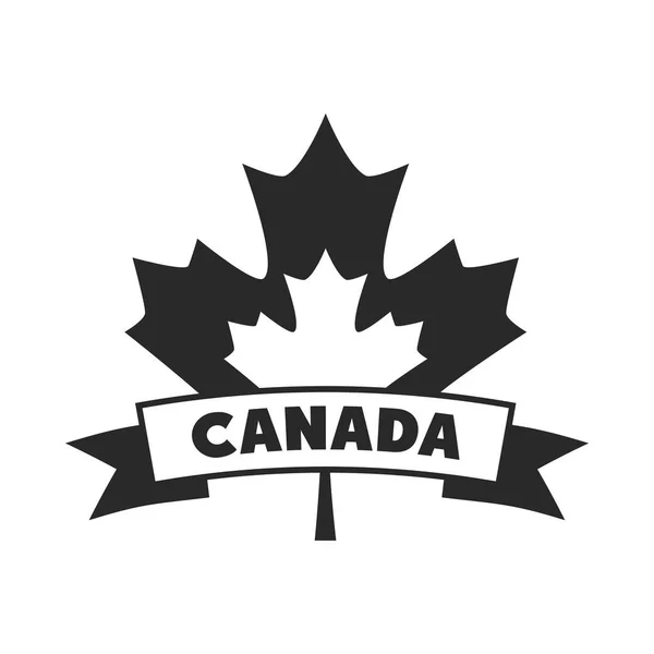 Canada dia, folha de bordo liberdade patriotismo banner ícone de estilo silhueta — Vetor de Stock