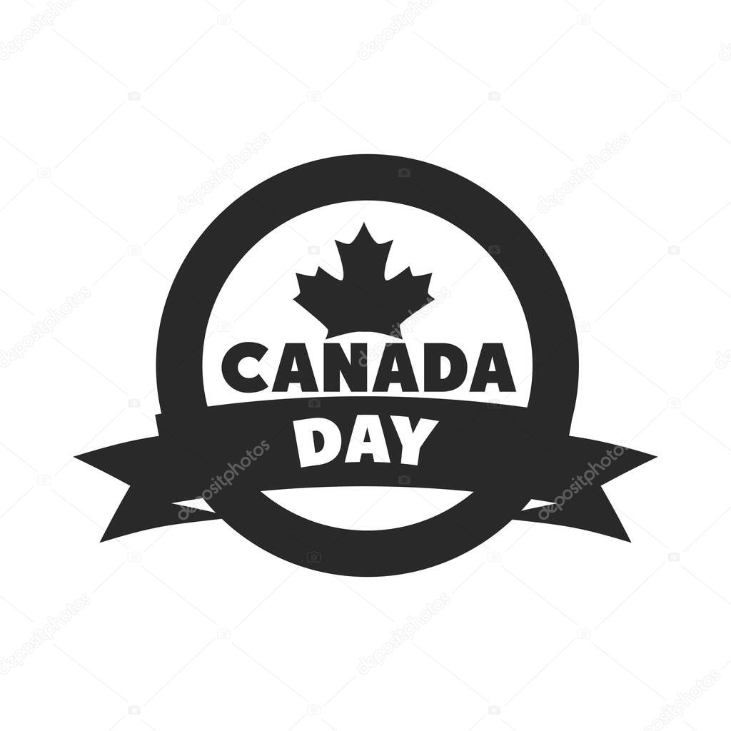 canada day, maple leaf banner insignia silhouette style icon