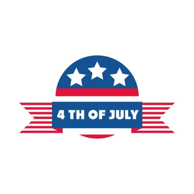 4 Temmuz Bağımsızlık Günü, Amerikan Demokrasi kutlama rozeti düz stil ikonu