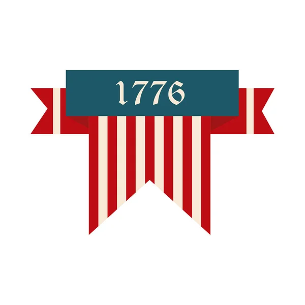 Ευτυχισμένη ημέρα ανεξαρτησίας, αμερικανική σημαία χρώμα bunting ημερομηνία εορτασμός επίπεδη στυλ εικονίδιο — Διανυσματικό Αρχείο