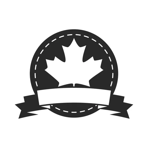 Día de Canadá, hoja de arce bandera canadiense color etiqueta engomada diseño silueta estilo icono — Archivo Imágenes Vectoriales