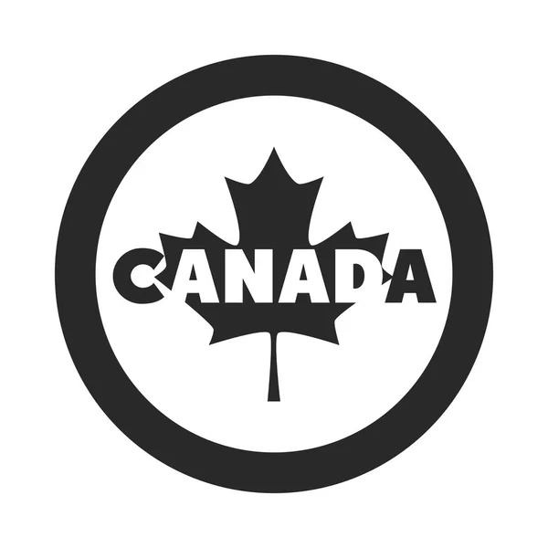 Canada day, inscription maple leaf badge ornament silhouette style icon — Stock Vector