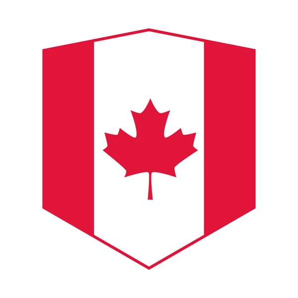 Canada dag, kanadensisk flagga lönn löv sköld emblem platt stil ikon — Stock vektor