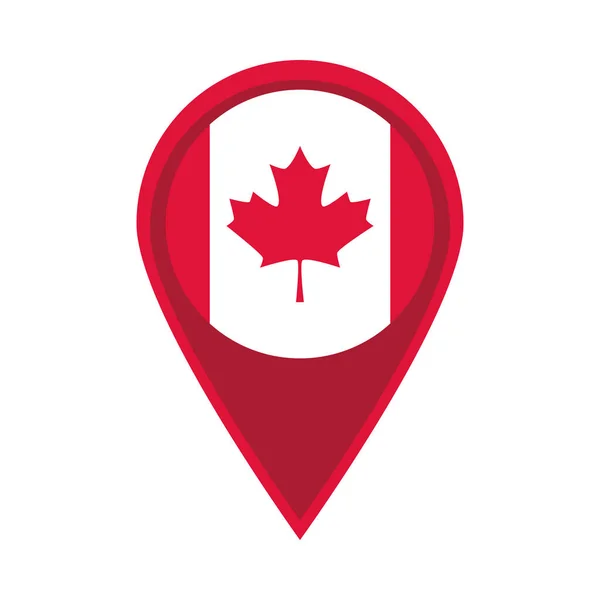 Jour du canada, drapeau canadien en épinglette de navigation icône style plat — Image vectorielle