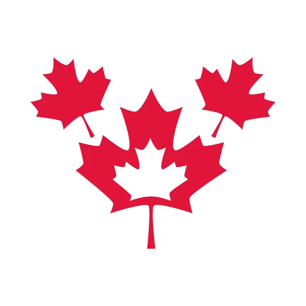 Canada dag, rode esdoorn bladeren nationaal symbool platte stijl pictogram — Stockvector
