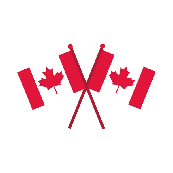 Kanada-Tag, gekreuzte kanadische Flaggen Unabhängigkeit nationale flache Stil-Ikone — Stockvektor