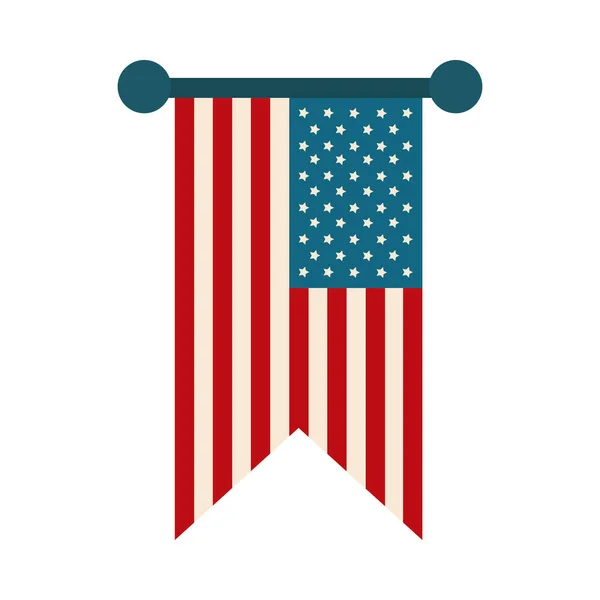 С Днем независимости, кулон украшения американского флага плоский стиль значок — стоковый вектор