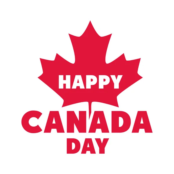 Canada giorno, frase foglia d'acero rosso commemorativo celebrazione stile piatto icona — Vettoriale Stock