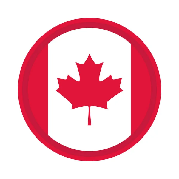 Fête du Canada, drapeau canadien insigne patriotique icône de style plat — Image vectorielle