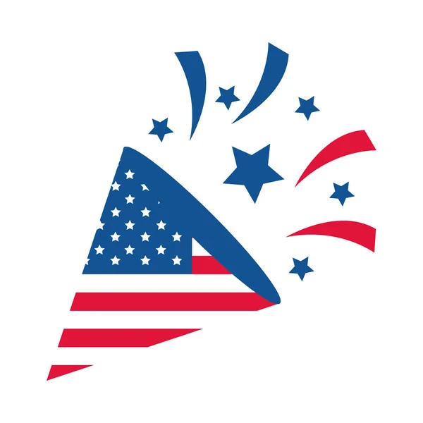 4 июля День независимости, фейерверк Американский флаг cleebration партии национальный плоский стиль икона — стоковый вектор