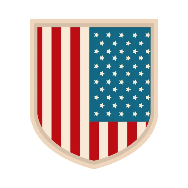 Šťastný den nezávislosti, americký vlajkový štít svoboda vlastenectví plochý styl ikona — Stockový vektor