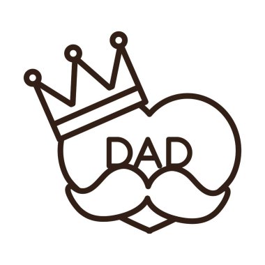 Mutlu babalar günü, kalp bıyığı ve taç süsleme töreni tarzı ikon