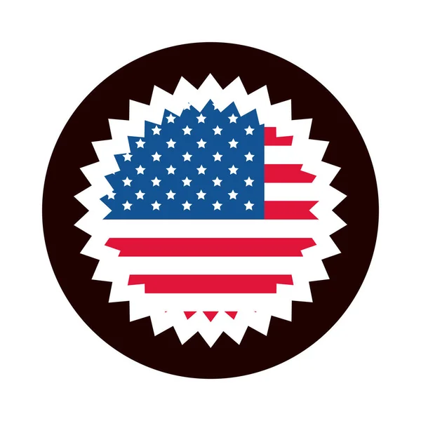 4 июля День независимости, американский флаг значок блок празднования и плоский стиль значок — стоковый вектор