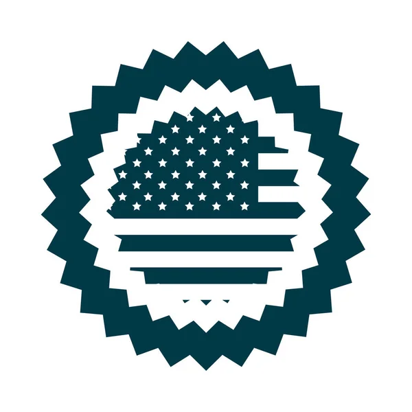 Heureux jour de l'indépendance, drapeau américain célébration insigne national silhouette icône de style — Image vectorielle