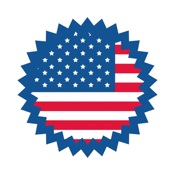 4th of july independence day, american flag badge celebration flat style icon — Stock Vector
