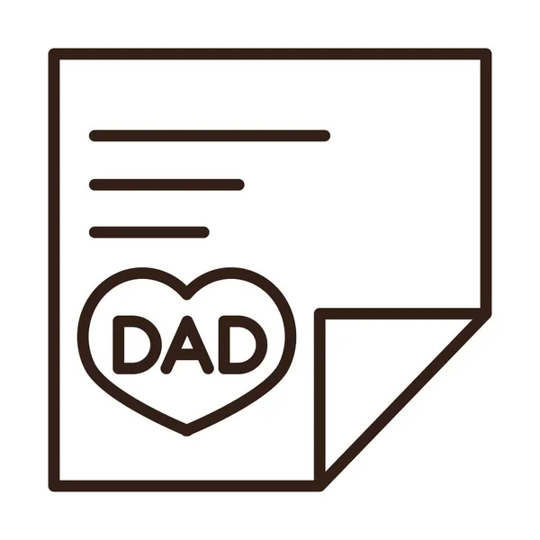 Heureux jour des pères, message lettre amour coeur décoration célébration ligne style icône — Image vectorielle