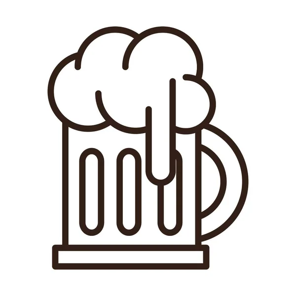 Piwo szklanka pianka pić uroczystości linia styl ikona — Wektor stockowy