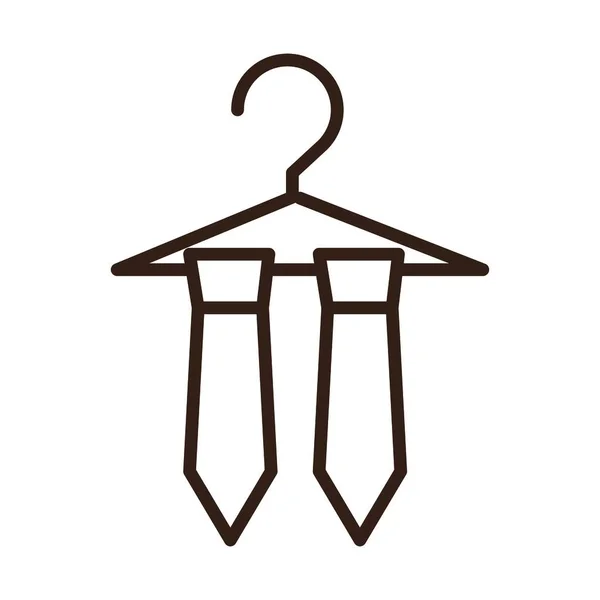 Gravata no ícone de estilo de linha de celebração de moda de roupas de cabide —  Vetores de Stock