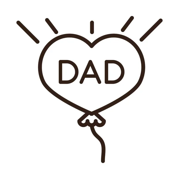 Счастливый день отцов, воздушный шар форме сердца папа украшения икона линии стиль — стоковый вектор