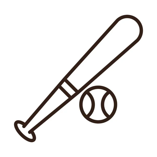Baseball bat e bola jogo esporte equipamento linha estilo ícone — Vetor de Stock