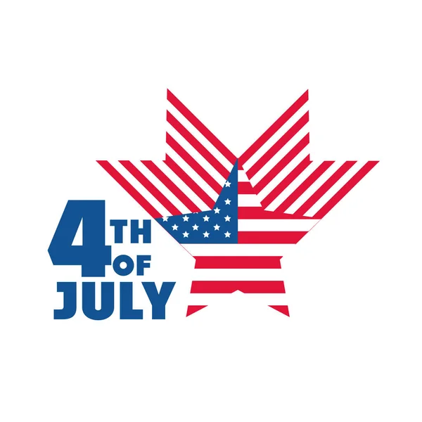 4:e juli självständighetsdag, amerikansk flagga stjärna land firande platt stil ikon — Stock vektor