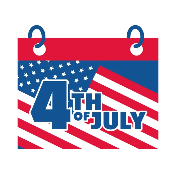 4η Ιουλίου ημέρα ανεξαρτησίας, ημερολογιακή ημερομηνία αμερικανική σημαία γιορτή επίπεδη στυλ εικονίδιο — Διανυσματικό Αρχείο