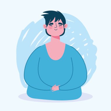 Genç adam mutlu çizgi film karakteri erkek portresi tasarımı