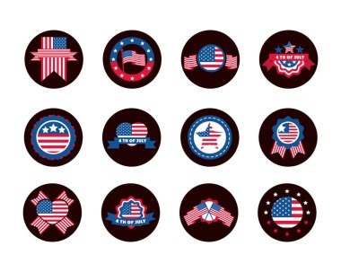 4 Temmuz Bağımsızlık Günü, anıt Amerikan bayrağı simgeleri engellendi ve düz stil simgesi oluşturuldu.